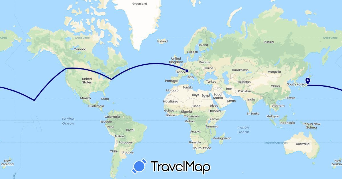 TravelMap itinerary: driving in Canada, Switzerland, Japan, United States (Asia, Europe, North America)
